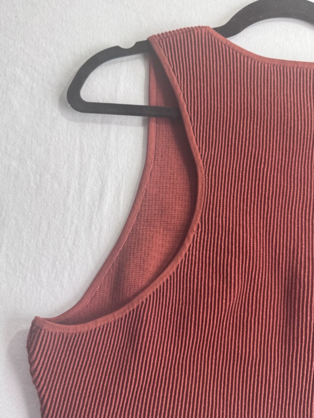 Babaton Ribbed Racerback Crop Tank Top Rust Terracotta 2XL - Picture 7 of 8